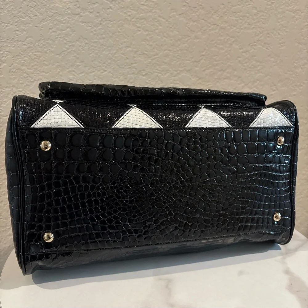 MCM Black and White Checker Satchel
